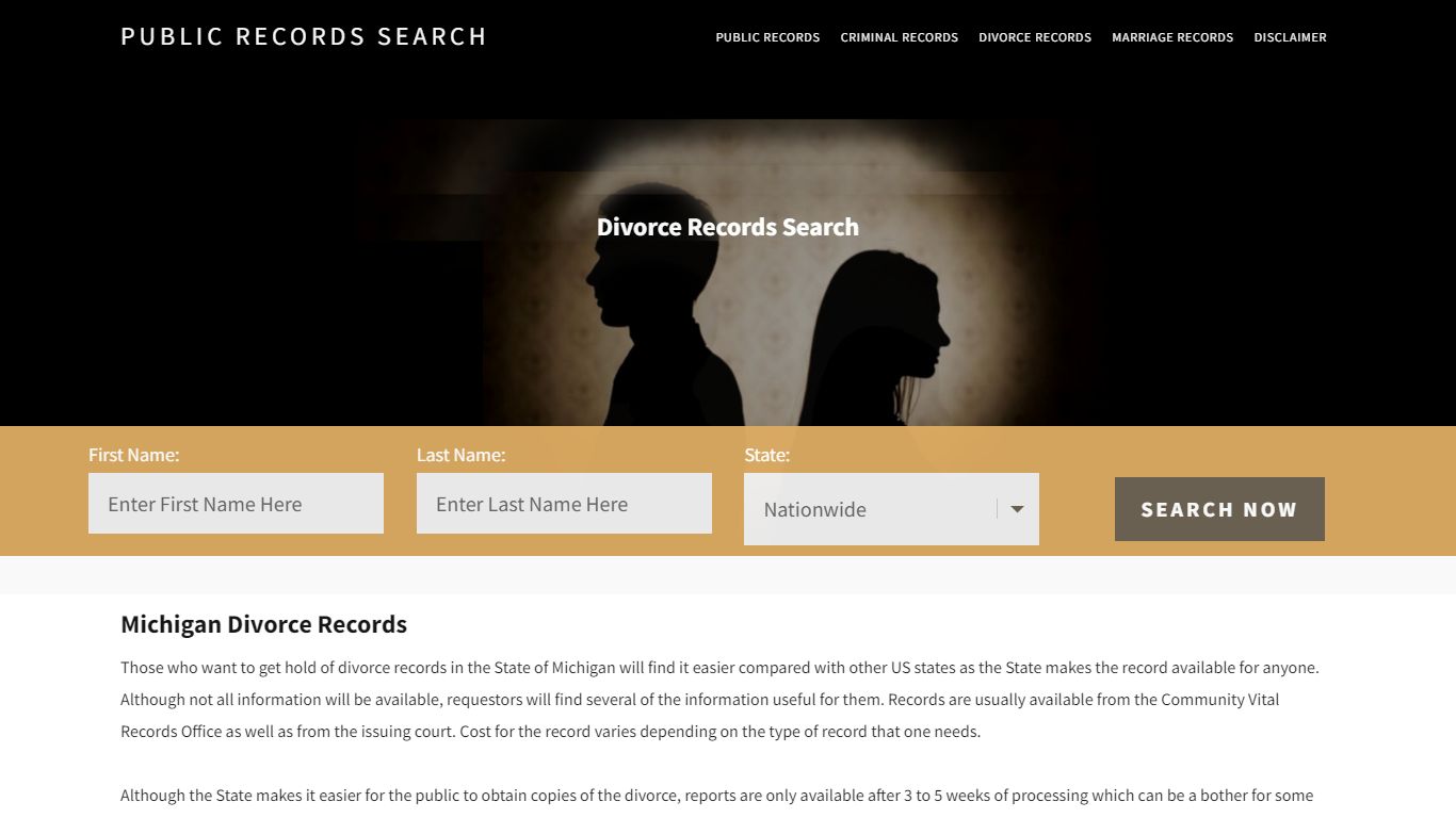 Michigan Divorce Records | Enter Name and Search | 14 Days Free